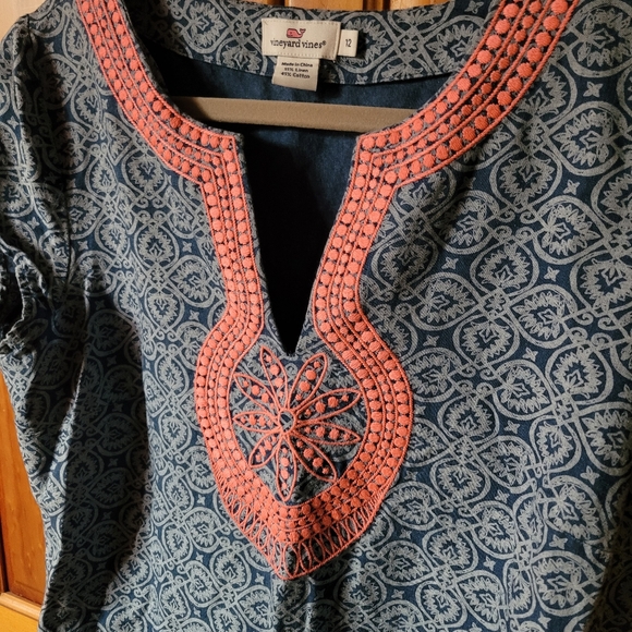 Vineyard Vines Summer shift linen blend beach vacation dress sz 12 - Picture 5 of 8